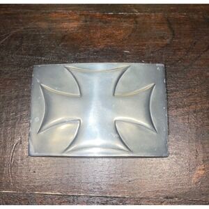 Mens Iron Cross Belt Buckle Fashion Accessory Made in Mexico Pewter‎ Tone 2005
